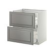 METOD - Base cb 2 fronts/2 high drawers, white Maximera/Bodbyn grey, 80x60x80 cm