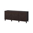 BESTÅ - Kombinasi penyimpanan dengan pintu, hitam-cokelat Hedeviken/Stubbarp/cokelat tua veneer kayu oak diwarnai, 180x42x74 cm