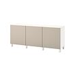 BESTÅ - Storage combination with doors, white/Lappviken/Stubbarp light grey-beige, 180x42x74 cm