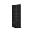 BILLY/OXBERG - Bookcase with glass doors, black oak effect, 80x30x202 cm