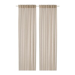 HÄLLEBRÄCKA - Sheer curtains, 1 pair, light beige, 145x250 cm