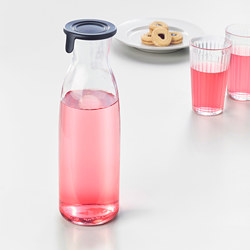 VARDAGEN - Karafe dengan penutup, kaca bening, 1.0 l