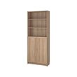 BILLY/OXBERG - Bookcase with doors, oak effect, 80x30x202 cm
