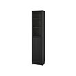BILLY/OXBERG - Bookcase with panel/glass door, black oak effect, 40x30x202 cm