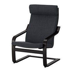 POÄNG - Armchair, black-brown/Hillared anthracite