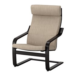 POÄNG - Armchair, black-brown/Hillared beige