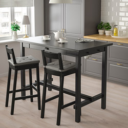NORDVIKEN - Meja bar, hitam, 140x80x105 cm