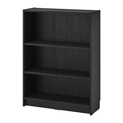 BILLY - Rak buku, hitam efek kayu oak, 80x28x106 cm