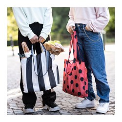 SKYNKE - Kantong belanja, garis-garis/hitam putih, 45x36 cm