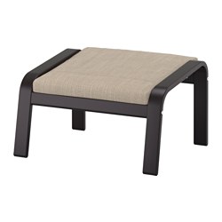 POÄNG - Bangku kaki, hitam-cokelat/Hillared krem