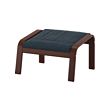 POÄNG - Footstool, brown/Hillared dark blue