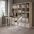 KALLAX/LINNMON - Desk combination, white/white stained oak effect, 182x139x182 cm