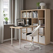KALLAX/LINNMON - Desk combination, white/white stained oak effect, 147x139x147 cm