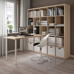 LAGKAPTEN/KALLAX - Desk combination, white/white stained oak effect, 182x179x182 cm