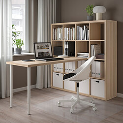 LAGKAPTEN/KALLAX - Desk combination, white/white stained oak effect, 147x179x147 cm