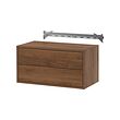 EKET - Wall-mounted storage combination, with 2 drawers/walnut effect, 70x35x35 cm