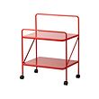 JÄRLÅSA - Side table on castors, red, 65x45 cm