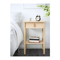 BJÖRKSNÄS - Bedside table, birch, 48x38 cm