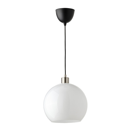 JÄRPLIDEN pendant lamp, white glass/nickel-plated, 30 cm | IKEA Indonesia