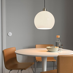 JÄRPLIDEN - Pendant lamp, white glass/nickel-plated, 30 cm