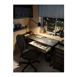 MICKE - Desk, black-brown, 105x50 cm