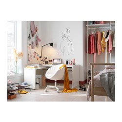 MALM - Meja dengan panel tarik, putih, 151x65 cm