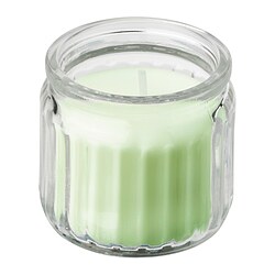 LÖVSKOGSLUND - Scented candle in glass, apple/light yellow, 12 hr