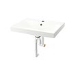 BACKSJÖN - Wash-basin with water trap, white, 60x48 cm