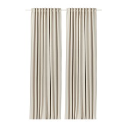 VILBORG - Gorden penggelap ruangan, 1 pasang, krem/dengan pita pos, 145x250 cm