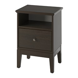 IDANÄS - Bedside table, dark brown stained, 47x40 cm