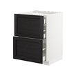 METOD/MAXIMERA - Kbnt dsr u kompor/2 bgn dpn/3 laci, putih/Lerhyttan diwarnai hitam, 60x60x80 cm