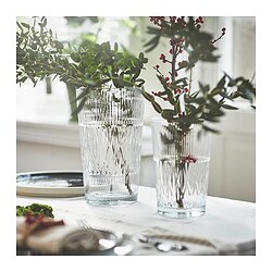SMÄLLSPIREA - Vas, kaca bening/berpola, 22 cm