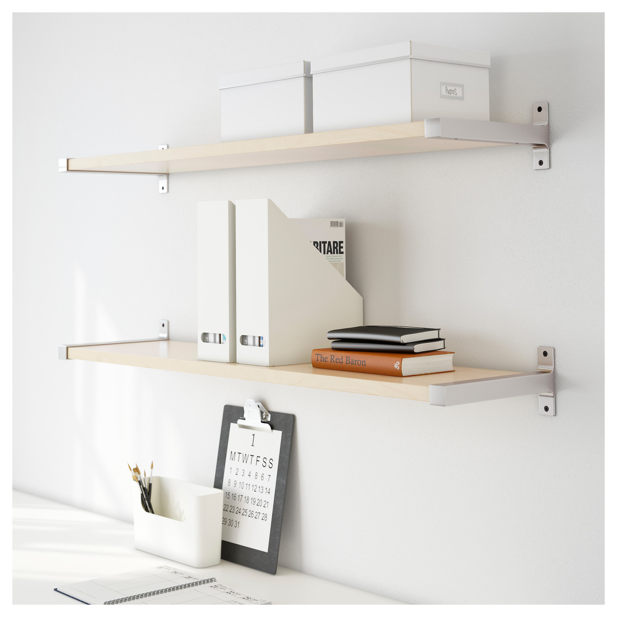 EKBY BJÄRNUM/EKBY JÄRPEN wall shelf, birch veneer/aluminium IKEA