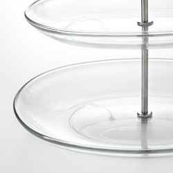 KVITTERA - Serving stand, three tiers, clear glass/stainless steel