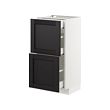 METOD - Kab dasar dg 2 pintu/3 laci, putih Maximera/Lerhyttan diwarnai hitam, 40x37x80 cm