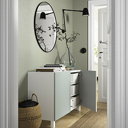 BESTÅ - Kombinasi penyimpanan dengan pintu, putih/Hjortviken/Stubbarp abu-abu-hijau pudar, 120x42x74 cm