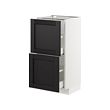 METOD - Base cabinet with 2 drawers, white Maximera/Lerhyttan black stained, 40x37x80 cm