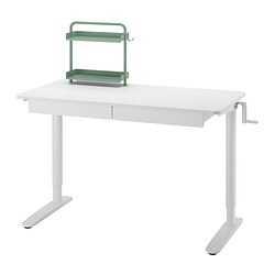 RELATERA - Desk combination sit/stand, white/light grey-green, 117x60 cm