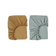 GULDVÄVARE - Fitted sheet for cot, dark yellow/blue, 60x120 cm