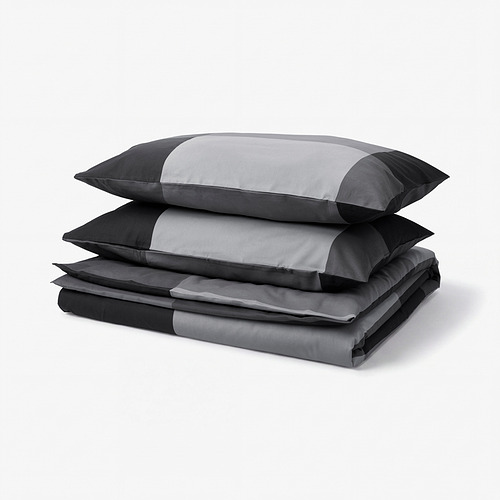 BRUNKRISSLA duvet cover and 2 pillowcases