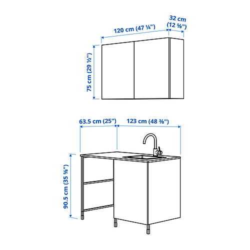 GODMORGON Sink cabinet with 1 drawer, Gillburen dark gray, 235