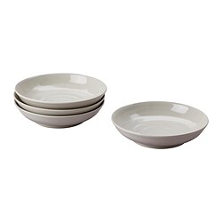 SANDSKÄDDA - Piring cekung, abu-abu muda-krem, 21 cm