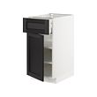 METOD/MAXIMERA - Base cabinet with drawer/door, white/Lerhyttan black stained, 40x60x80 cm