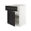 METOD/MAXIMERA - Base cabinet with drawer/door, white/Lerhyttan black stained, 60x60x80 cm