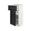 METOD/MAXIMERA - Kabinet dasar dengan laci/pintu, putih/Lerhyttan diwarnai hitam, 40x37x80 cm