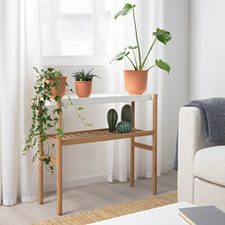 SATSUMAS - Plant stand, bamboo/white, 70 cm