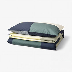 BRUNKRISSLA - Sarung duvet dan sarung bantal, hijau/aneka warna, 150x200/50x80 cm