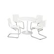 DOCKSTA/TOBIAS - Meja dan 4 kursi, putih putih/transparan dilapisi krom, 103 cm