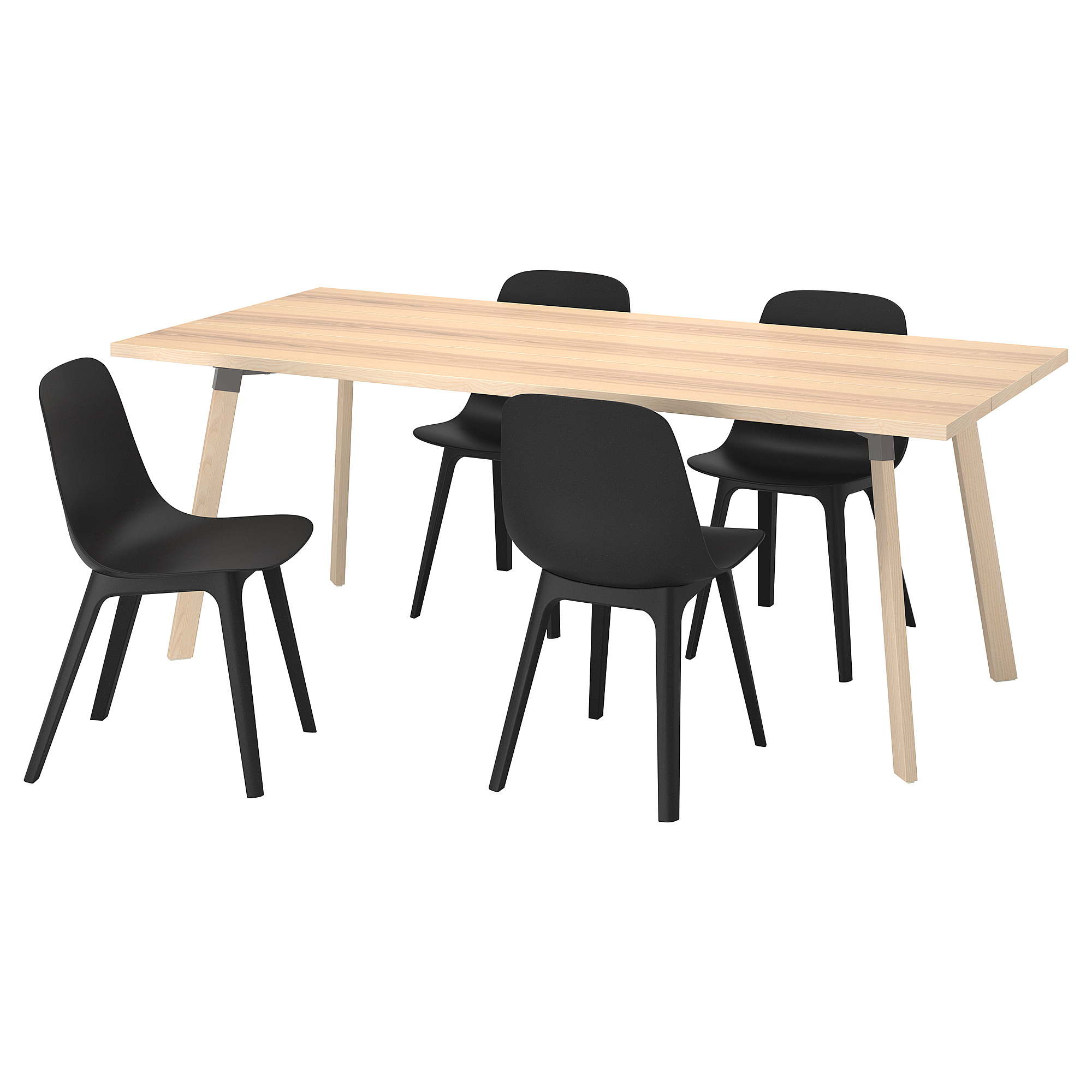 Ypperlig/Odger Table And 4 Chairs, Ash/Anthracite, 200X90 Cm | Ikea  Indonesia