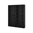 BILLY/OXBERG - Bookcase combination w glass doors, black oak effect, 160x202 cm